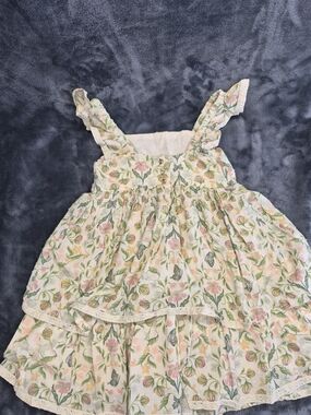 Cupcakes And Cashmere Toddler Girl Floral Ruffle Dress Size US 6 100% Cotton
